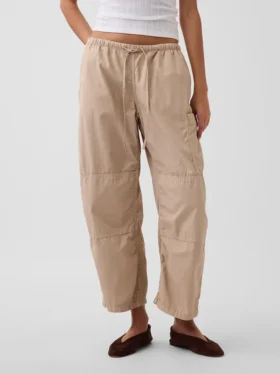 Mid Rise Twill Easy Barrel Utility Pants