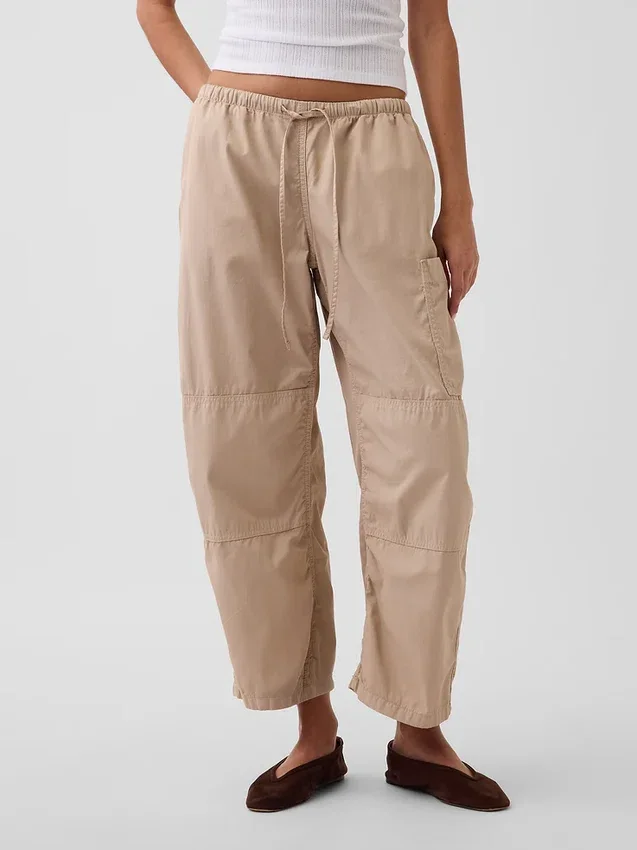 Mid Rise Twill Easy Barrel Utility Pants