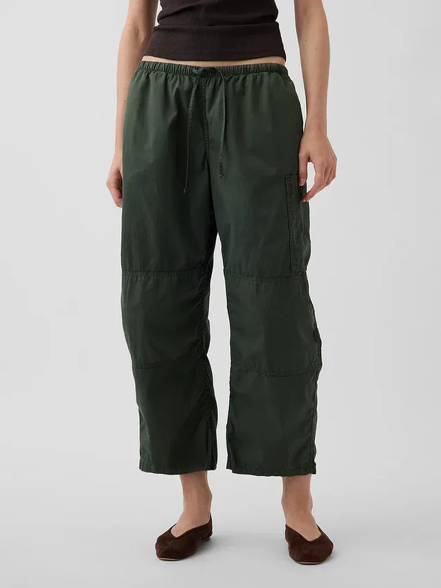 Mid Rise Twill Easy Barrel Utility Pants