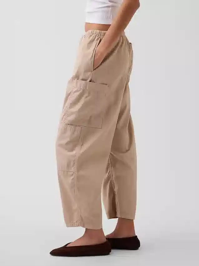 Mid Rise Twill Easy Barrel Utility Pants