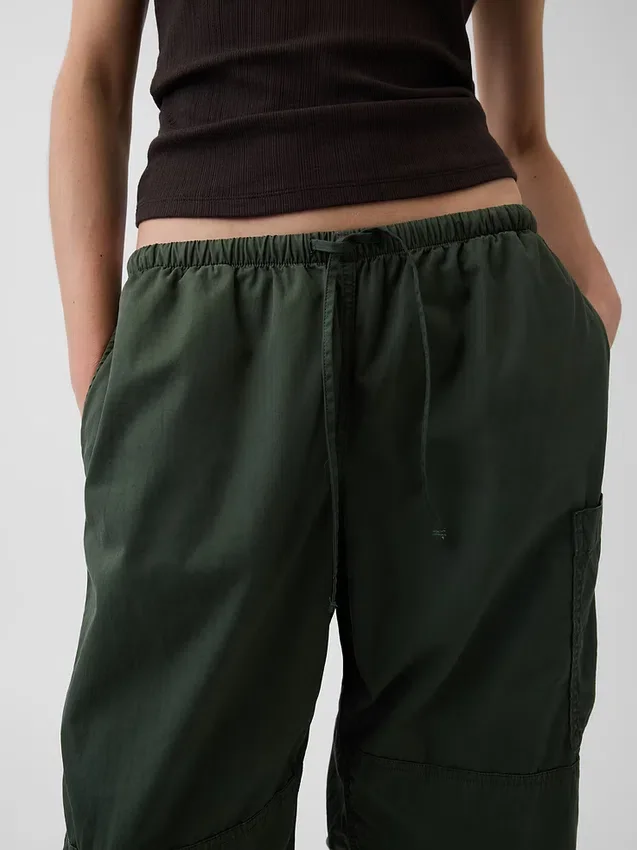 Mid Rise Twill Easy Barrel Utility Pants