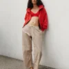 Mid Rise Twill Easy Barrel Utility Pants