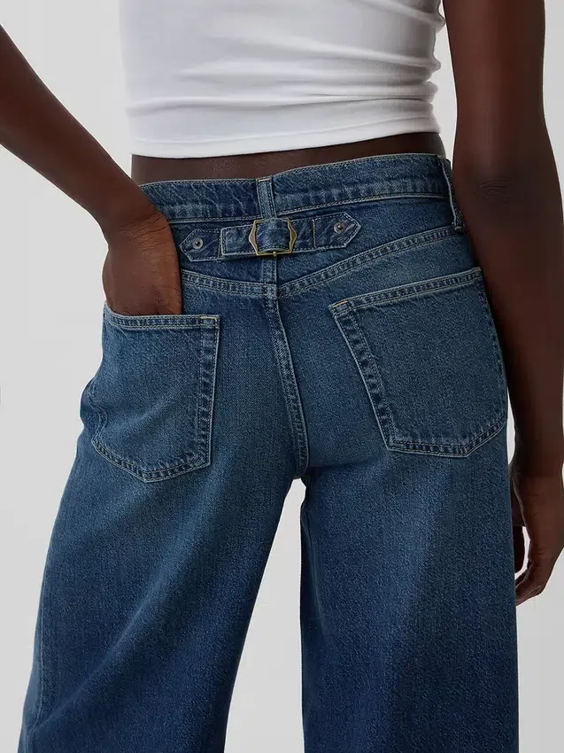 Mid Rise Ultrasoft Buckle Baggy Jeans