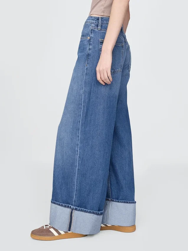 Mid Rise Ultrasoft Cuffed Baggy Jeans