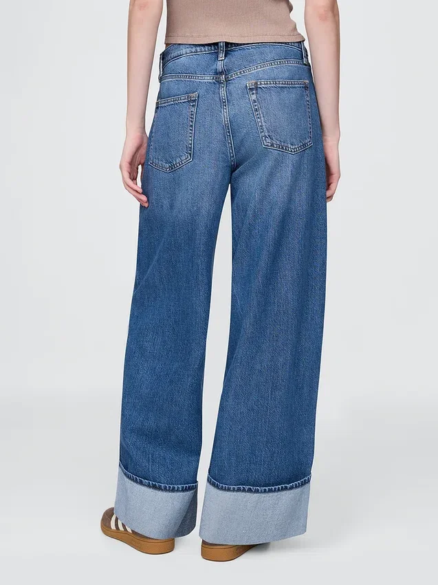Mid Rise Ultrasoft Cuffed Baggy Jeans