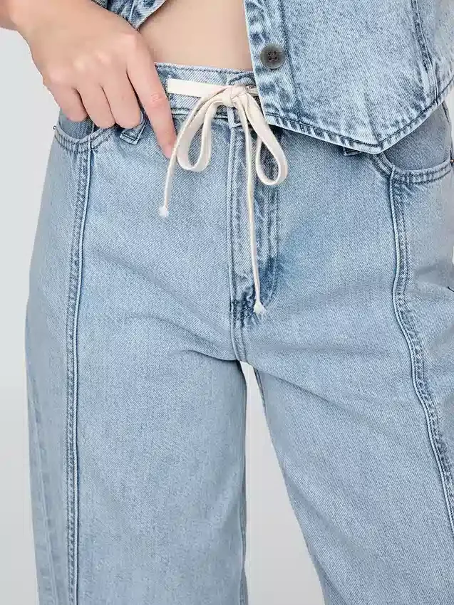 Mid Rise Ultrasoft Denim Baggy Trousers
