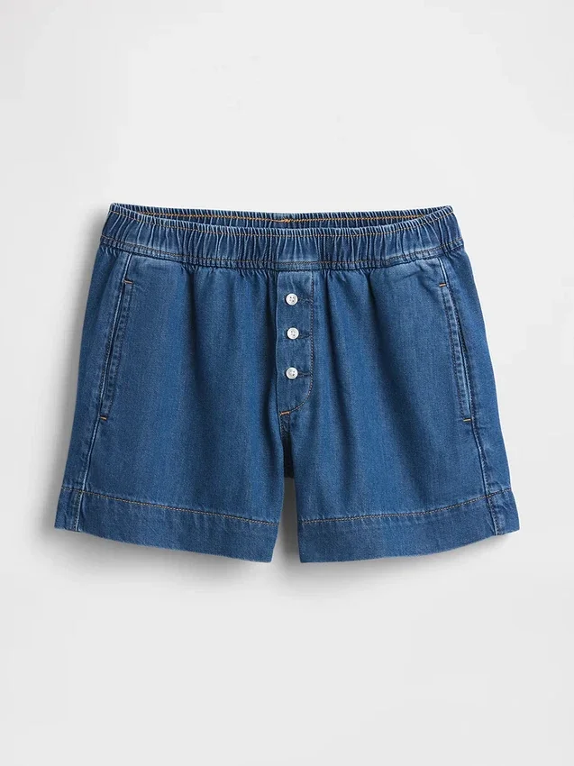 Mid Rise Ultrasoft Denim Boxer Shorts