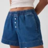 Mid Rise Ultrasoft Denim Boxer Shorts