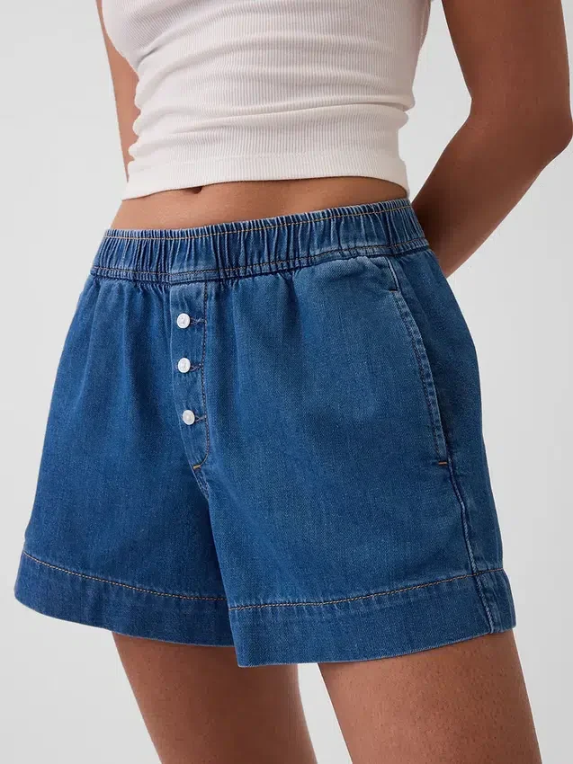 Mid Rise Ultrasoft Denim Boxer Shorts