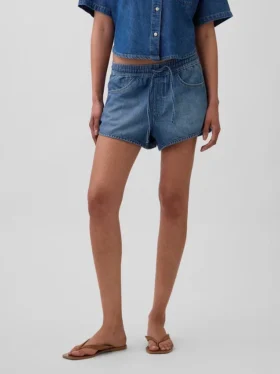 Mid Rise Ultrasoft Denim Easy Dolphin Shorts