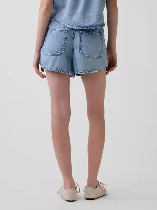 Mid Rise Ultrasoft Denim Easy Dolphin Shorts