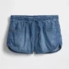 Mid Rise Ultrasoft Denim Easy Dolphin Shorts