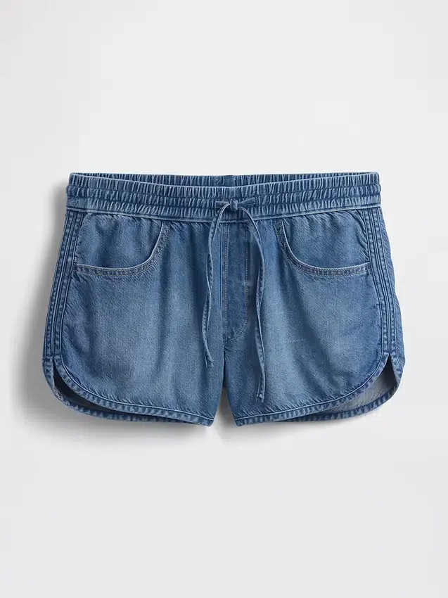 Mid Rise Ultrasoft Denim Easy Dolphin Shorts
