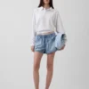 Mid Rise Ultrasoft Denim Easy Dolphin Shorts