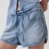 Mid Rise Ultrasoft Denim Easy Dolphin Shorts