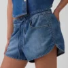 Mid Rise Ultrasoft Denim Easy Dolphin Shorts