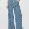 Mid Rise Ultrasoft Denim Stripe Baggy Jeans