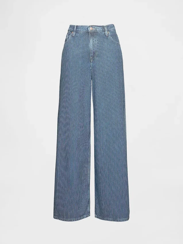 Mid Rise Ultrasoft Denim Stripe Baggy Jeans