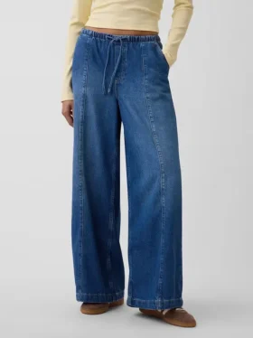 Mid Rise Ultrasoft Easy Seamed Baggy Jeans