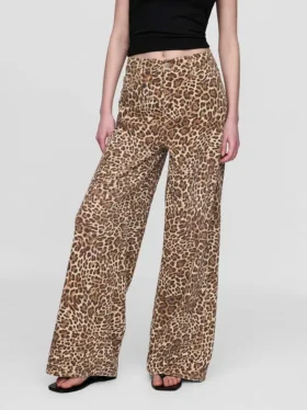 Mid Rise Ultrasoft Leopard Baggy Jeans