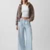 Mid Rise Ultrasoft Pleated Baggy Jeans