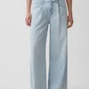 Mid Rise Ultrasoft Pleated Baggy Jeans