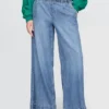Mid Rise Ultrasoft Pleated Easy Baggy Jeans