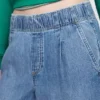 Mid Rise Ultrasoft Pleated Easy Baggy Jeans