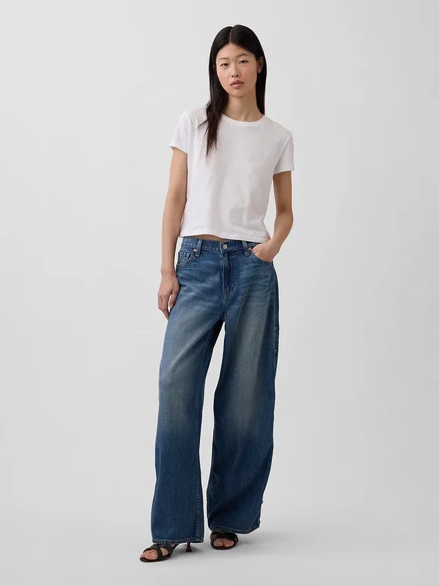 Mid Rise Ultrasoft Studded Baggy Jeans