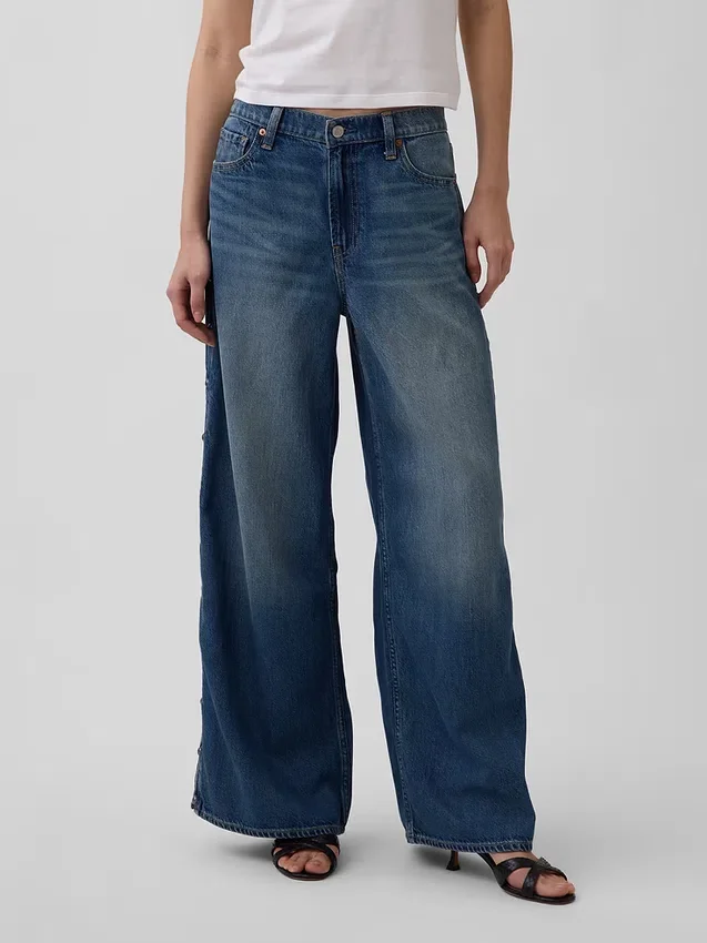 Mid Rise Ultrasoft Studded Baggy Jeans