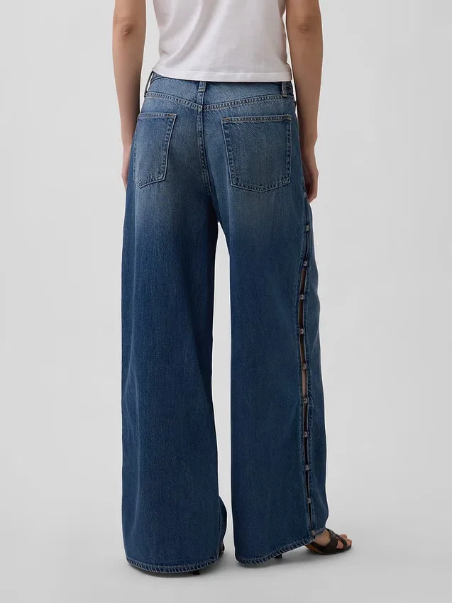 Mid Rise Ultrasoft Studded Baggy Jeans