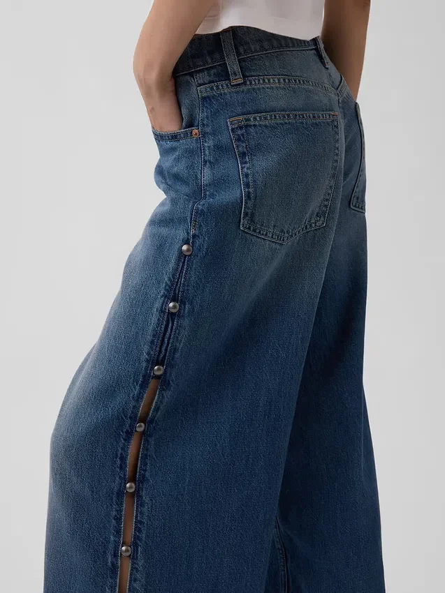 Mid Rise Ultrasoft Studded Baggy Jeans