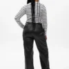 Mid Rise Vegan Leather Loose Pants