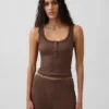 Mini Rib Lace Henley Pj Tank Top