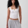 Mini Rib Lace Henley Pj Tank Top