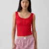 Mini Rib Lace Henley Pj Tank Top