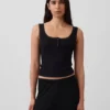 Mini Rib Lace Henley Pj Tank Top