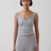 Mini Rib Lace Henley Pj Tank Top