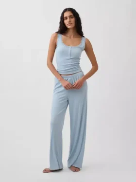 Mini Rib Lace Henley Pj Tank Top