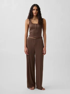 Mini Rib Lace Henley Pj Tank Top