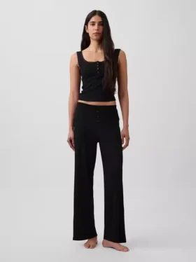 Mini Rib Lace Henley Pj Tank Top