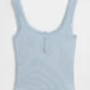 Mini Rib Lace Henley Pj Tank Top