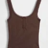 Mini Rib Lace Henley Pj Tank Top