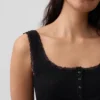 Mini Rib Lace Henley Pj Tank Top