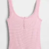 Mini Rib Lace Henley Pj Tank Top