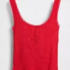 Mini Rib Lace Henley Pj Tank Top