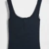Mini Rib Lace Henley Pj Tank Top