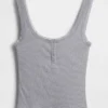 Mini Rib Lace Henley Pj Tank Top