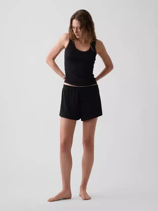 Mini Rib Lace-Trim Pj Tank Top