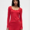 Mini Rib Lace-Trim Pj Top